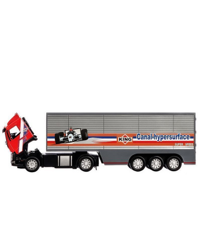 Машина "АВТОПАНОРАМА" Volvo, красный, 1/50, свет, звук, в/к 28*14*10 см