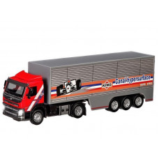 Машина "АВТОПАНОРАМА" Volvo, красный, 1/50, свет, звук, в/к 28*14*10 см
