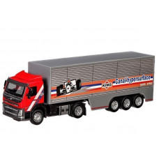 Машина "АВТОПАНОРАМА" Volvo, красный, 1/50, свет, звук, в/к 28*14*10 см