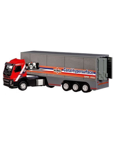 Машина "АВТОПАНОРАМА" Volvo, красный, 1/50, свет, звук, в/к 28*14*10 см