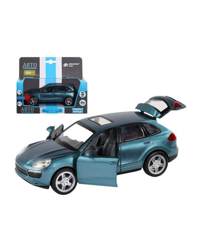 Машина "АВТОПАНОРАМА" Porsche Cayenne S, голубой, 1/32, свет, звук, инерция, в/к 17,5*13,5*9 см