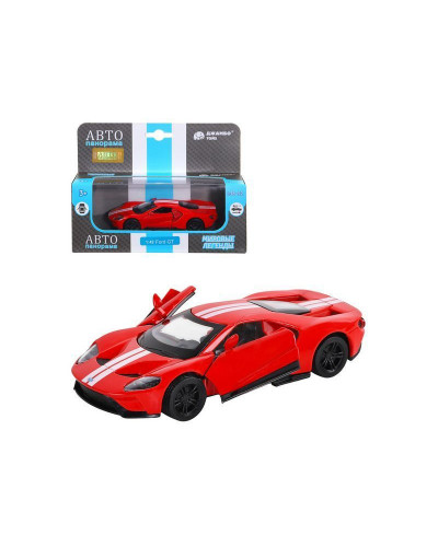 Машина "АВТОПАНОРАМА" Ford GT, красный, 1/42, инерция, откр. двери, в/к 17,5*12,5*6,5 см