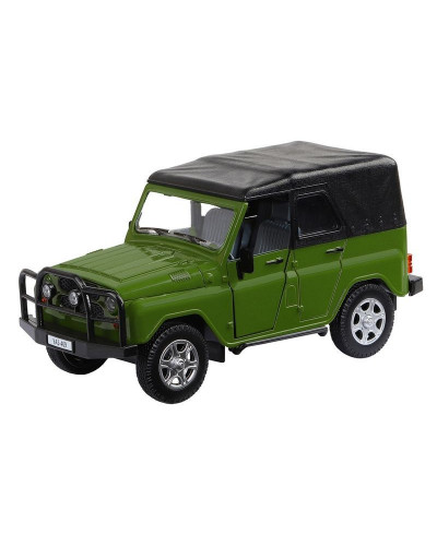 Машина "АВТОПАНОРАМА" УАЗ-469, хаки, 1/24, свет, звук, инерция, тент, в/к 22*12*11