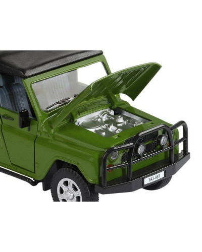 Машина "АВТОПАНОРАМА" УАЗ-469, хаки, 1/24, свет, звук, инерция, тент, в/к 22*12*11
