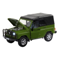 Машина "АВТОПАНОРАМА" УАЗ-469, хаки, 1/24, свет, звук, инерция, тент, в/к 22*12*11