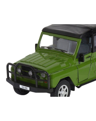 Машина "АВТОПАНОРАМА" УАЗ-469, хаки, 1/24, свет, звук, инерция, тент, в/к 22*12*11