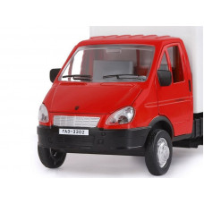 Машина "АВТОПАНОРАМА" ГАЗель-бизнес "Грузоперевозки", красный, 1/28, свет, звук, в/к 24*14*12