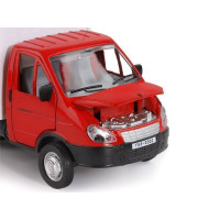 Машина "АВТОПАНОРАМА" ГАЗель-бизнес "Грузоперевозки", красный, 1/28, свет, звук, в/к 24*14*12