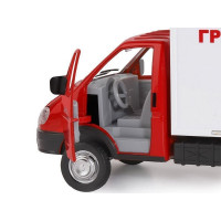 Машина "АВТОПАНОРАМА" ГАЗель-бизнес "Грузоперевозки", красный, 1/28, свет, звук, в/к 24*14*12