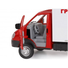 Машина "АВТОПАНОРАМА" ГАЗель-бизнес "Грузоперевозки", красный, 1/28, свет, звук, в/к 24*14*12