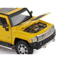 Машина "АВТОПАНОРАМА" Hummer H3, желтый, 1/24, свет, звук, в/к 24,5*12,5*10,5 см