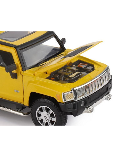 Машина "АВТОПАНОРАМА" Hummer H3, желтый, 1/24, свет, звук, в/к 24,5*12,5*10,5 см