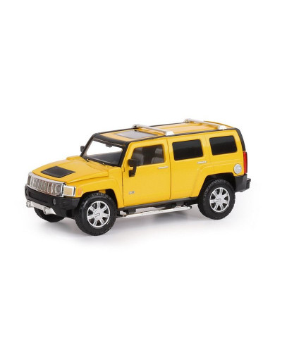 Машина "АВТОПАНОРАМА" Hummer H3, желтый, 1/24, свет, звук, в/к 24,5*12,5*10,5 см