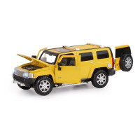 Машина "АВТОПАНОРАМА" Hummer H3, желтый, 1/24, свет, звук, в/к 24,5*12,5*10,5 см