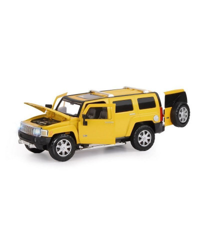 Машина "АВТОПАНОРАМА" Hummer H3, желтый, 1/24, свет, звук, в/к 24,5*12,5*10,5 см