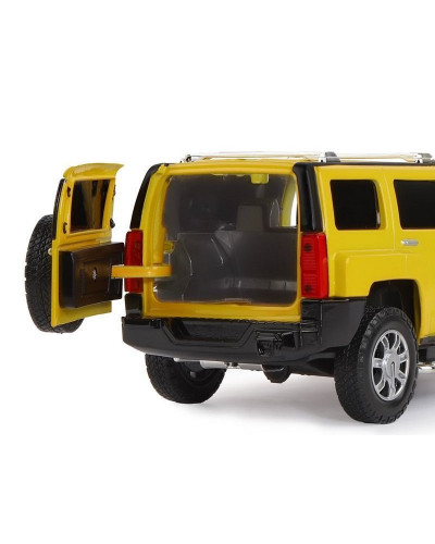 Машина "АВТОПАНОРАМА" Hummer H3, желтый, 1/24, свет, звук, в/к 24,5*12,5*10,5 см