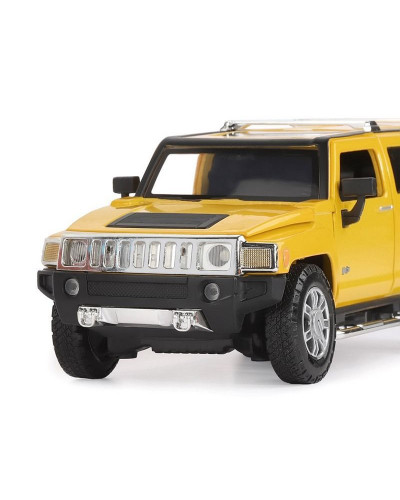 Машина "АВТОПАНОРАМА" Hummer H3, желтый, 1/24, свет, звук, в/к 24,5*12,5*10,5 см
