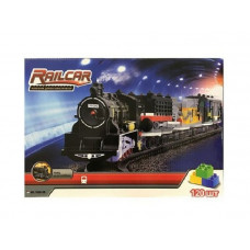 Железная дорога HQ 120 деталей, с локомотивом на батарейках, желтый-вагон