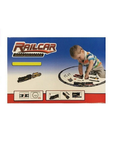 Железная дорога HQ 120 деталей, с локомотивом на батарейках, желтый-вагон