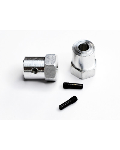 Алюминиевые колёсные шестигранники и оси фиксации для Монстра и Трагги 2шт.