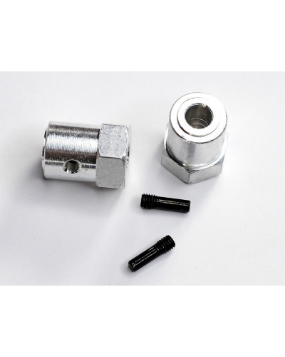 Алюминиевые колёсные шестигранники и оси фиксации для Монстра и Трагги 2шт.