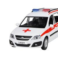 Машина "АВТОПАНОРАМА" LADA LARGUS "Скорая помощь", 1/24, свет, звук, инерция, в/к 24,5*12,5*10,5 см