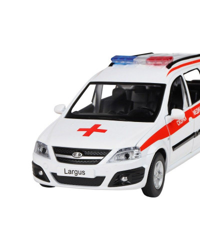 Машина "АВТОПАНОРАМА" LADA LARGUS "Скорая помощь", 1/24, свет, звук, инерция, в/к 24,5*12,5*10,5 см