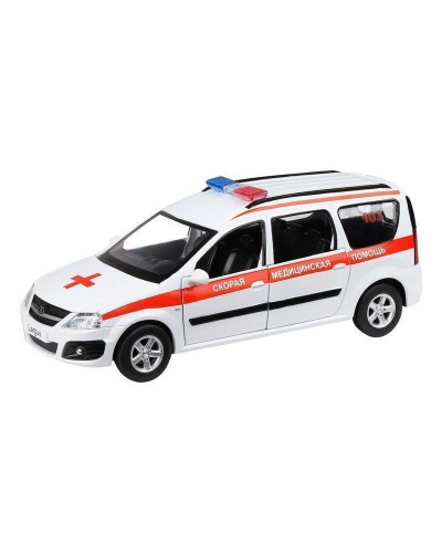 Машина "АВТОПАНОРАМА" LADA LARGUS "Скорая помощь", 1/24, свет, звук, инерция, в/к 24,5*12,5*10,5 см