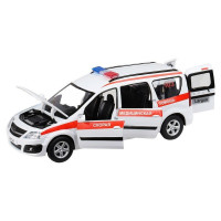 Машина "АВТОПАНОРАМА" LADA LARGUS "Скорая помощь", 1/24, свет, звук, инерция, в/к 24,5*12,5*10,5 см