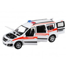 Машина "АВТОПАНОРАМА" LADA LARGUS "Скорая помощь", 1/24, свет, звук, инерция, в/к 24,5*12,5*10,5 см