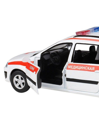 Машина "АВТОПАНОРАМА" LADA LARGUS "Скорая помощь", 1/24, свет, звук, инерция, в/к 24,5*12,5*10,5 см