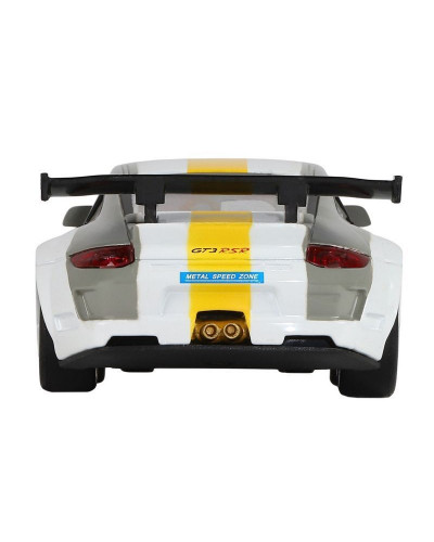Машина "АВТОПАНОРАМА" Porsche 911 GT3 RSR, серебряный, 1/32, свет, звук, инерция, в/к 17,5*13,5*9см