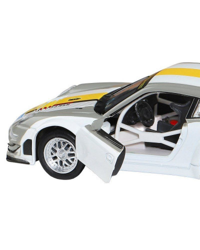 Машина "АВТОПАНОРАМА" Porsche 911 GT3 RSR, серебряный, 1/32, свет, звук, инерция, в/к 17,5*13,5*9см