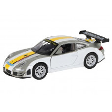 Машина "АВТОПАНОРАМА" Porsche 911 GT3 RSR, серебряный, 1/32, свет, звук, инерция, в/к 17,5*13,5*9см