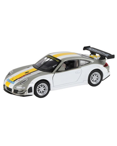Машина "АВТОПАНОРАМА" Porsche 911 GT3 RSR, серебряный, 1/32, свет, звук, инерция, в/к 17,5*13,5*9см