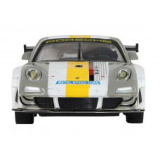 Машина "АВТОПАНОРАМА" Porsche 911 GT3 RSR, серебряный, 1/32, свет, звук, инерция, в/к 17,5*13,5*9см