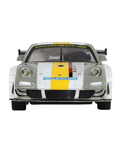 Машина "АВТОПАНОРАМА" Porsche 911 GT3 RSR, серебряный, 1/32, свет, звук, инерция, в/к 17,5*13,5*9см