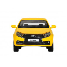 Машина "АВТОПАНОРАМА" Яндекс.Такси  LADA VESTA, желтый, 1/24, в/к 24,5*12,5*10,5 см