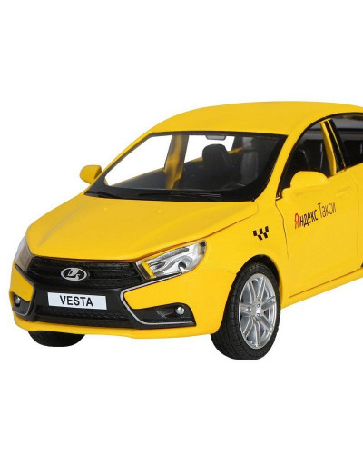 Машина "АВТОПАНОРАМА" Яндекс.Такси  LADA VESTA, желтый, 1/24, в/к 24,5*12,5*10,5 см