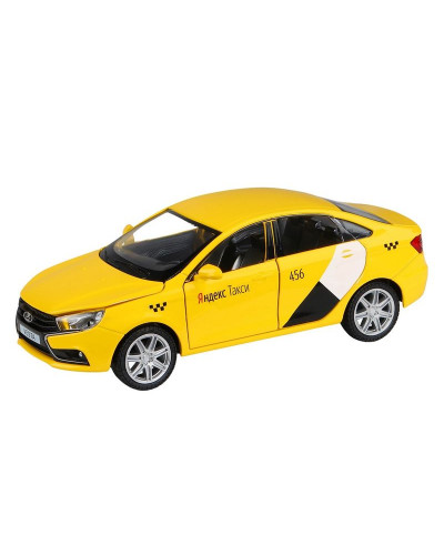 Машина "АВТОПАНОРАМА" Яндекс.Такси  LADA VESTA, желтый, 1/24, в/к 24,5*12,5*10,5 см