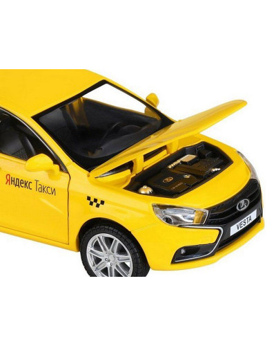 Машина "АВТОПАНОРАМА" Яндекс.Такси  LADA VESTA, желтый, 1/24, в/к 24,5*12,5*10,5 см