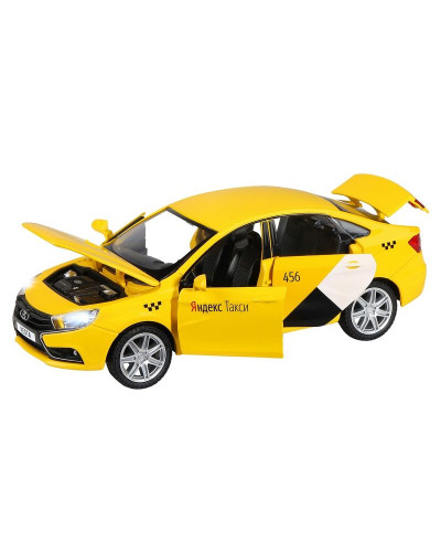 Машина "АВТОПАНОРАМА" Яндекс.Такси  LADA VESTA, желтый, 1/24, в/к 24,5*12,5*10,5 см