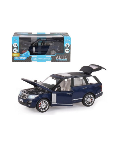 Машина "АВТОПАНОРАМА" Range Rover, синий металлик, 1/26, свет, звук, в/к 24,5*12,5*10,5 см