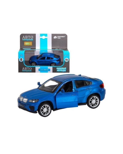 Машина "АВТОПАНОРАМА" BMW X6, 1/43, синий, инерция, откр. двери, в/к 17,5*12,5*6,5 см
