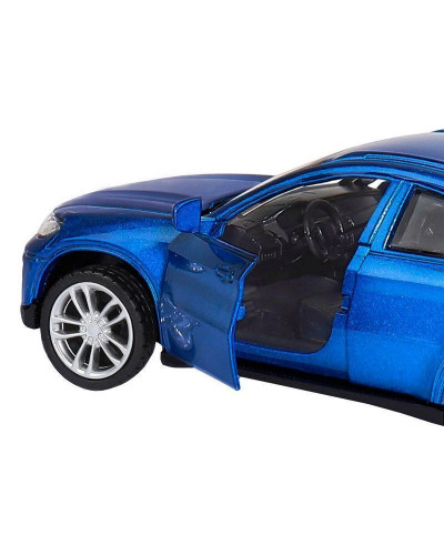 Машина "АВТОПАНОРАМА" BMW X6, 1/43, синий, инерция, откр. двери, в/к 17,5*12,5*6,5 см