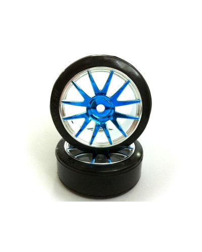 Колеса с пластиковыми покрышками для Hi4163,  голубой хром (82827PB+09001) 2шт.