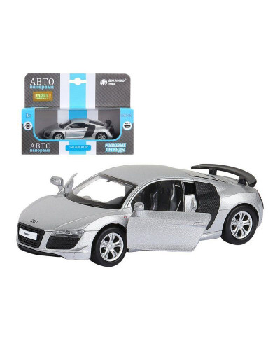 Машина "АВТОПАНОРАМА" Audi R8 GT, серебро, 1/43, инерция, в/к 17,5*12,5*6,5 см