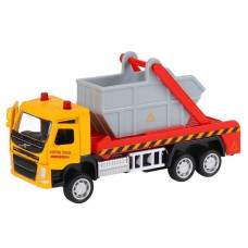 Машина "АВТОПАНОРАМА" VOLVO FM "Мусоровоз", желтый-серый, 1/72, инерция, в/к 17,5*13*6,5 см