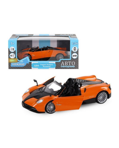Машина "АВТОПАНОРАМА" Pagani Huayra Roadster, оранжевый, 1/24, свет, звук, в/к 24,5*12,5*10,5 см