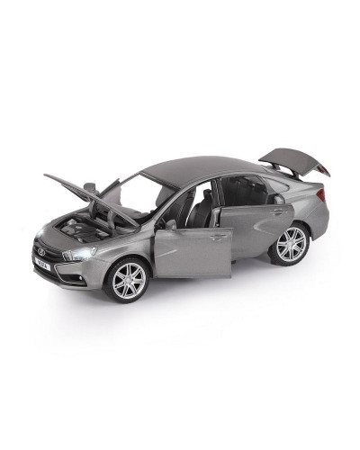 Машина "АВТОПАНОРАМА" LADA VESTA седан, 1/24,  серый, свет. звук. эффекты, в/к 24,5*12,5*10,5 см